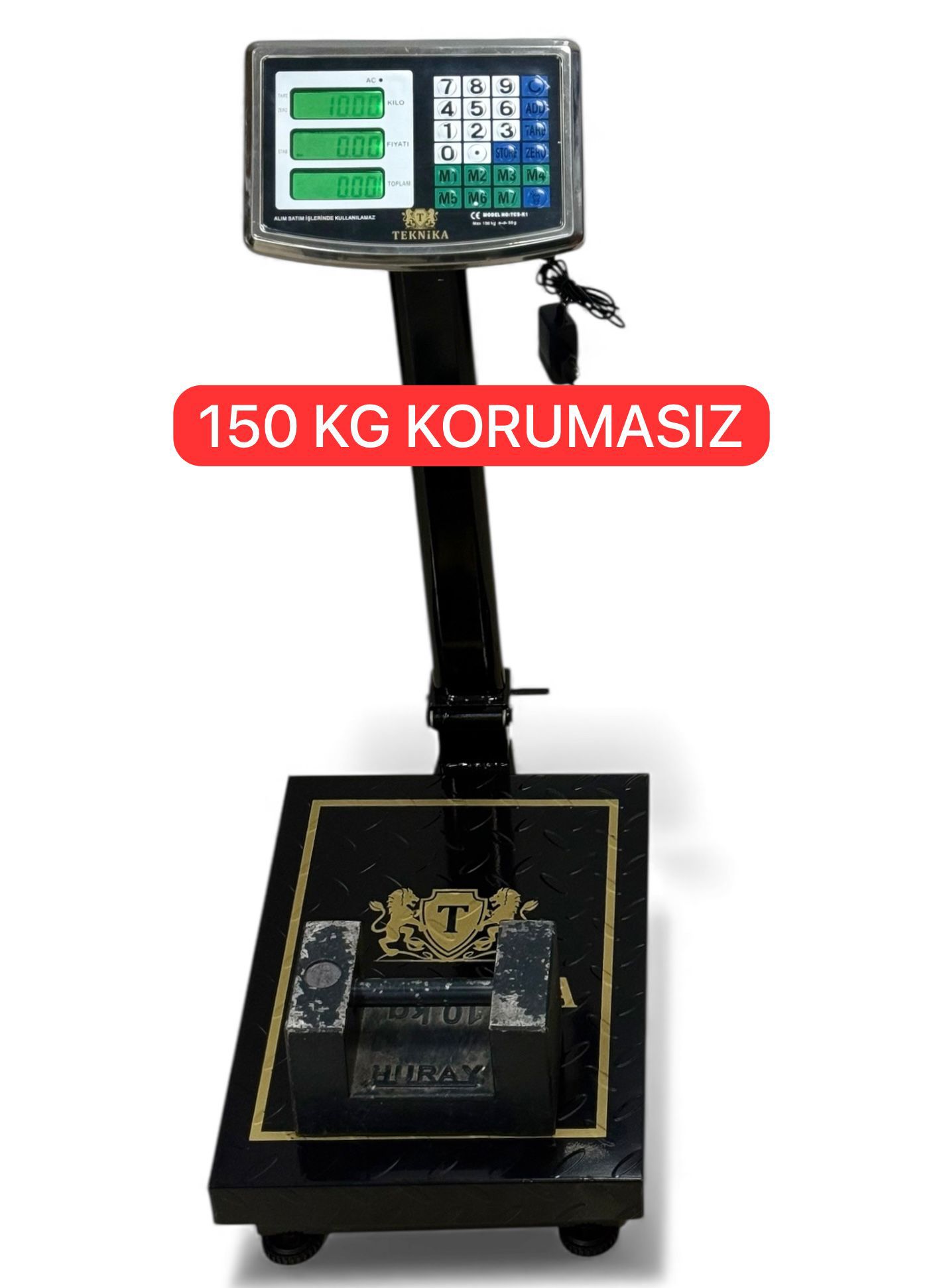 Teknika 150 Kg Elektronik Dijital Korumasız Terazi Baskül 30X40cm Tabla ölçüsü Şarjlı